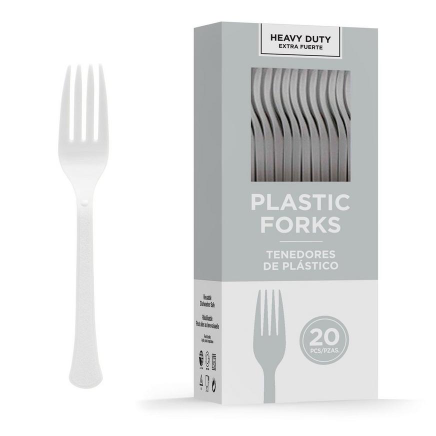 Silver Heavy-Duty Plastic Forks, 20ct